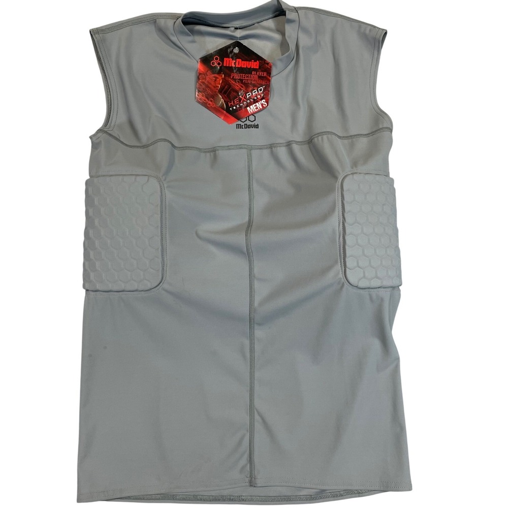 McDavid Hexpad Bodyshirt 7910T Mens XL Grey 3 Pad Rib Spine Protection Tank Top